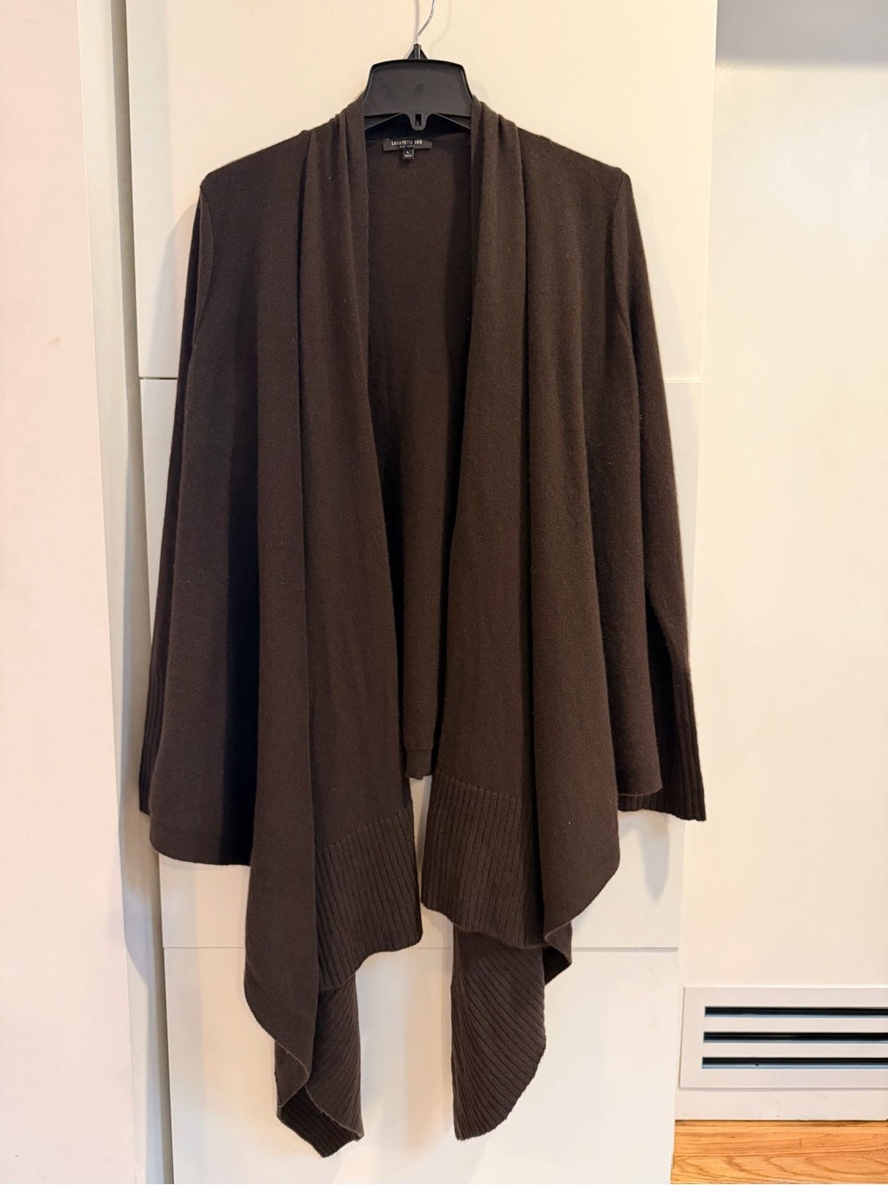Lafayette 148 Brown 100% Cashmere Draped Cardigan Sweater Size L